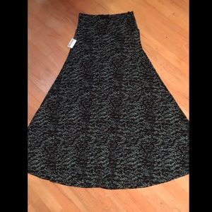 NWT lularoe black maxi skirt green yellow blue dot
